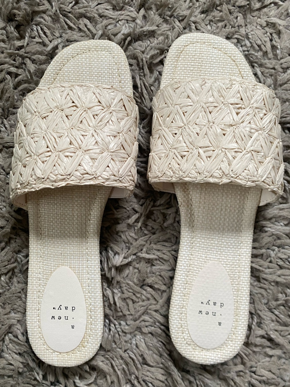 A New Day Neutral Woven Slides